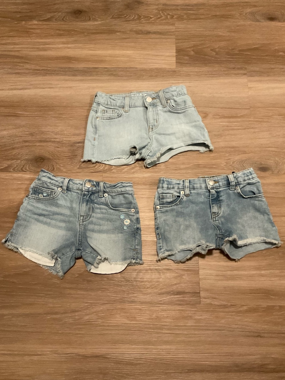 Cat & Jack Light Wash Denim Shorts Trio - Pale Blue